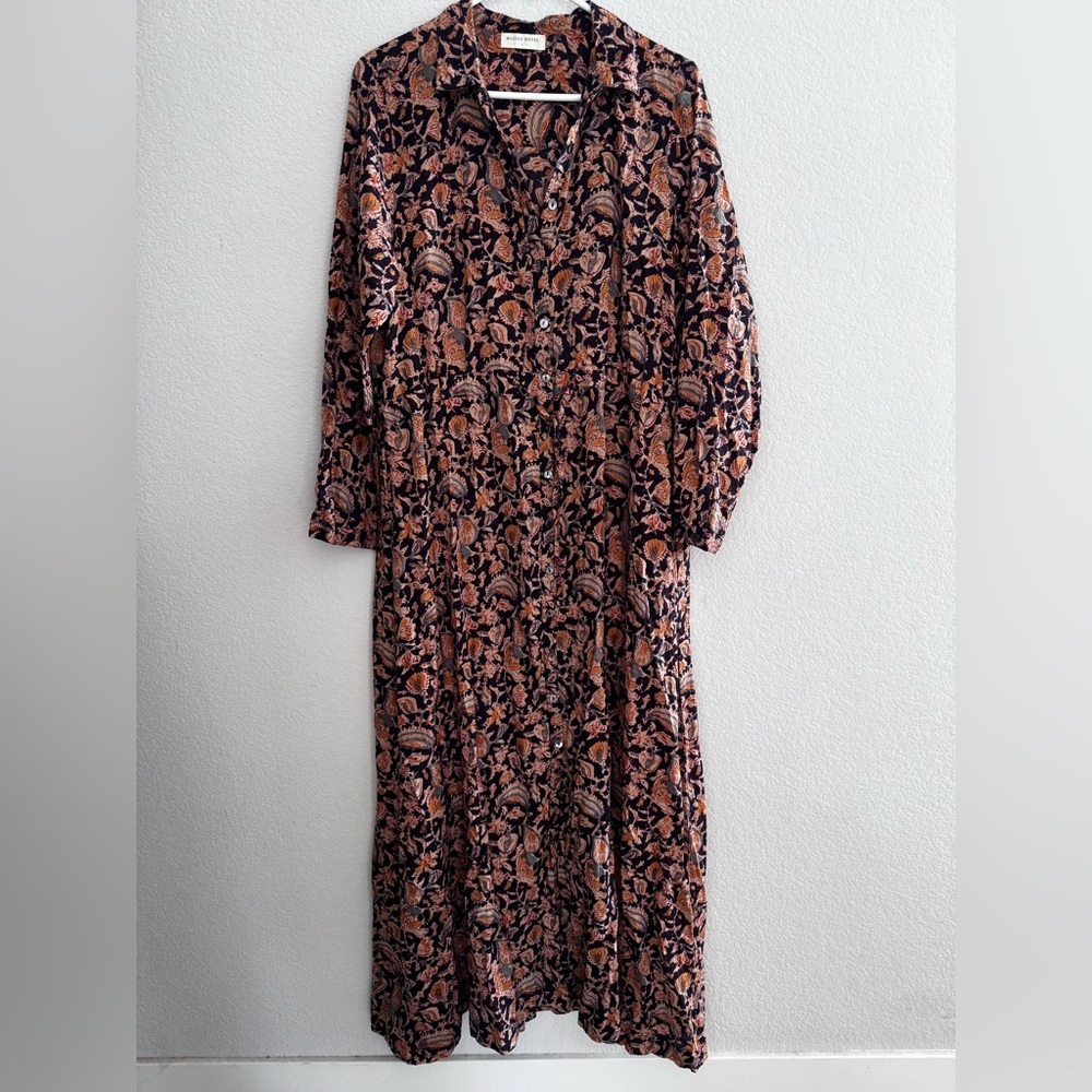 Maison Hotel paisley amour button down maxi dress size L